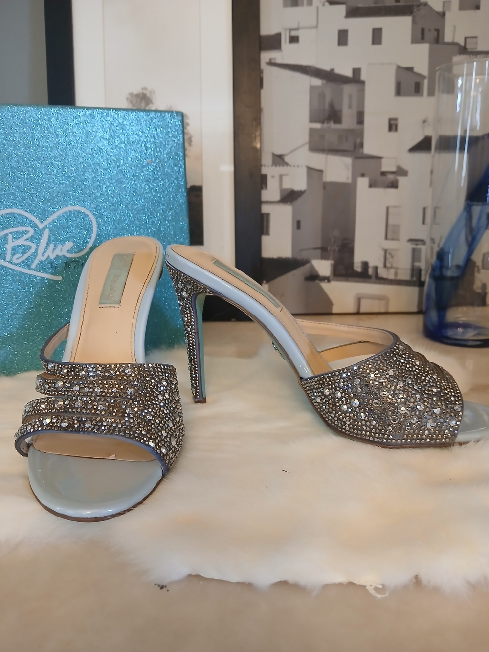 BLUE by Betsey Johnson "RiRi" Style Glass Embellished Heels 10